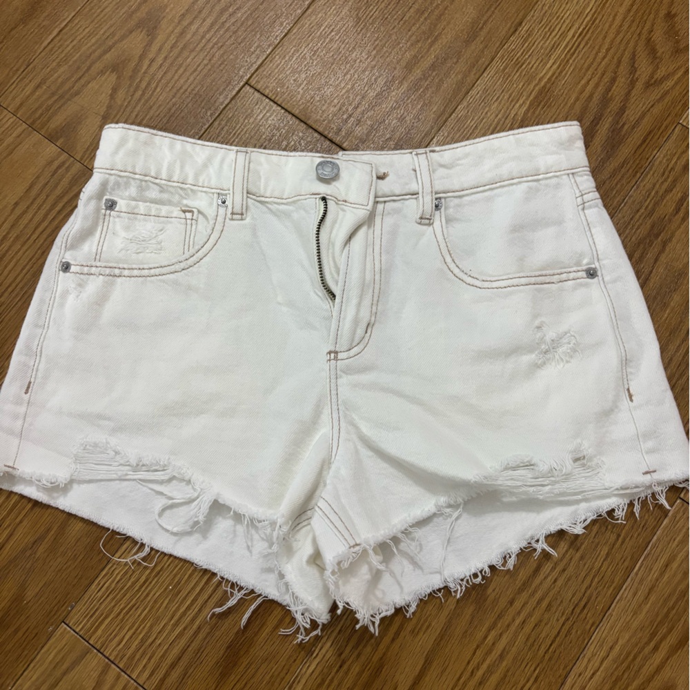 Garage White Distressed Denim Jean Shorts